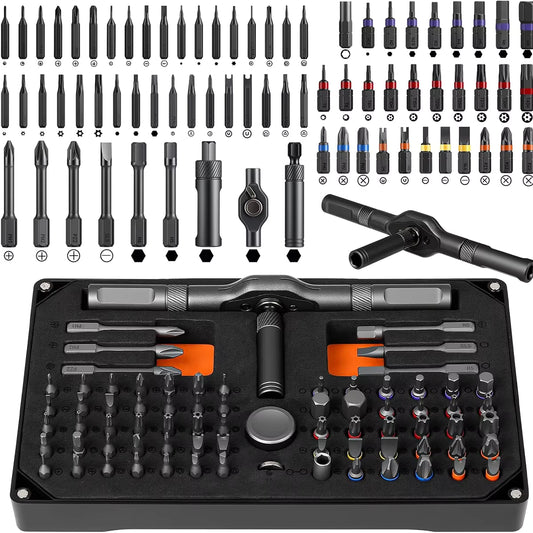 74 in1 Ratchet Screwdriver Set Detachable Ratchet T Handle Portable Repair Tool Kit for Furniture Computer Bicycle Eyeglass DIY